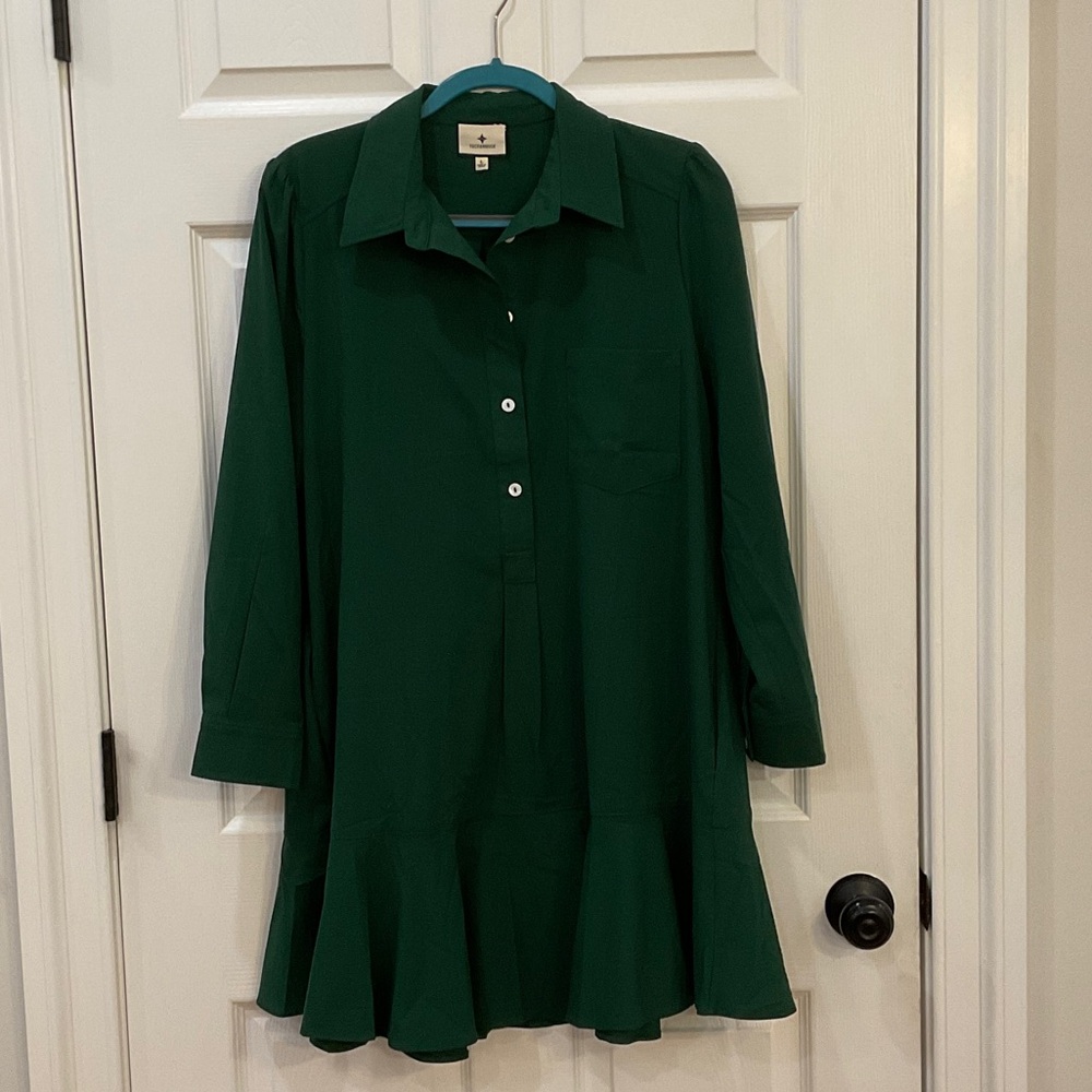 Tuckernuck Hunter Green Callahan Crepe Dress